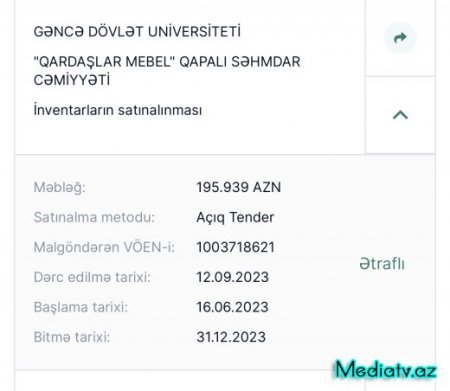 Gəncə Dövlət Universitetinin 4 milyon manatdan çox “alış-veriş” siyahısı