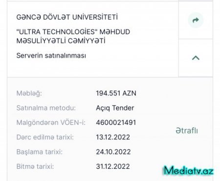 Gəncə Dövlət Universitetinin 4 milyon manatdan çox “alış-veriş” siyahısı