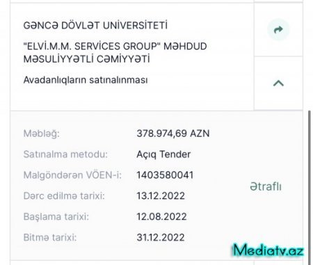 Gəncə Dövlət Universitetinin 4 milyon manatdan çox “alış-veriş” siyahısı