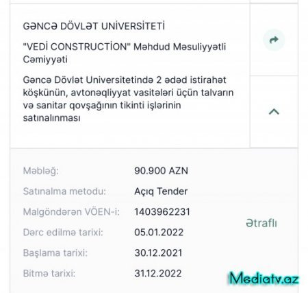 Gəncə Dövlət Universitetinin 4 milyon manatdan çox “alış-veriş” siyahısı
