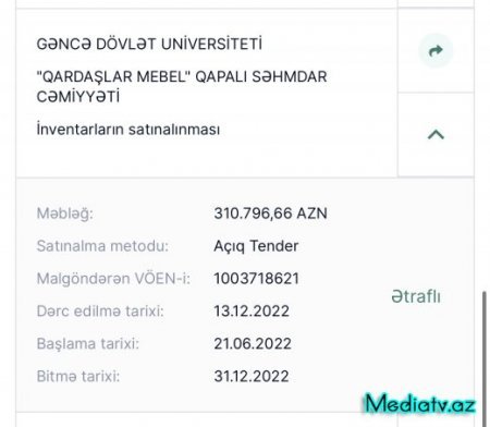 Gəncə Dövlət Universitetinin 4 milyon manatdan çox “alış-veriş” siyahısı