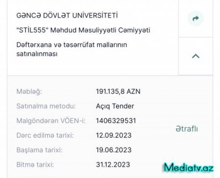 Gəncə Dövlət Universitetinin 4 milyon manatdan çox “alış-veriş” siyahısı